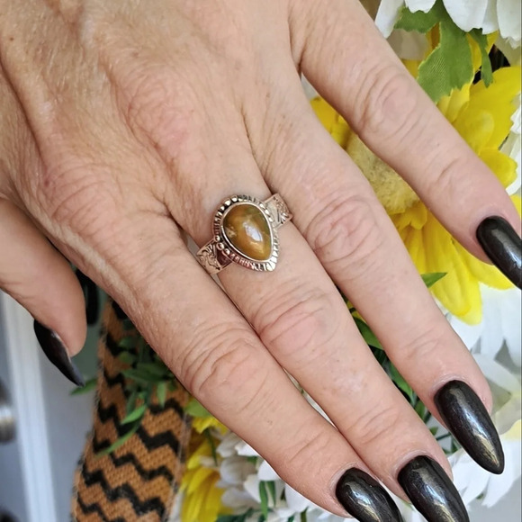 Sonoran Gold Turquoise Solitaire Ring In 925 Sterling Silver - Picture 4 of 7